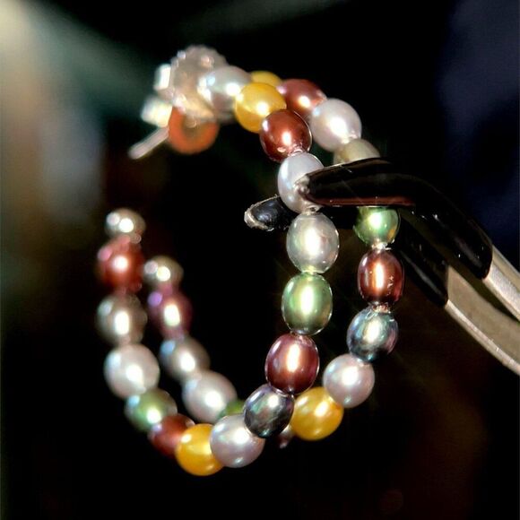 925 Multicolor Hoops Earrings - Picture 5 of 8